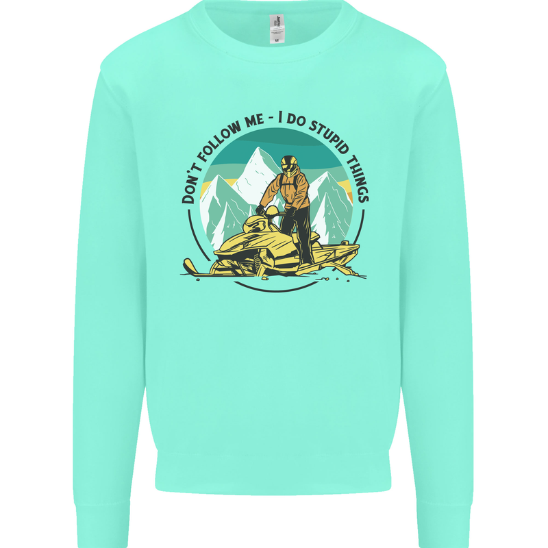 Snowmobile Dont Follow Me Funny Mens Sweatshirt Jumper Peppermint