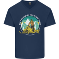 Snowmobile Dont Follow Me Funny Mens V-Neck Cotton T-Shirt Navy Blue