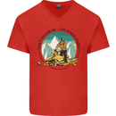 Snowmobile Dont Follow Me Funny Mens V-Neck Cotton T-Shirt Red