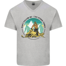Snowmobile Dont Follow Me Funny Mens V-Neck Cotton T-Shirt Sports Grey