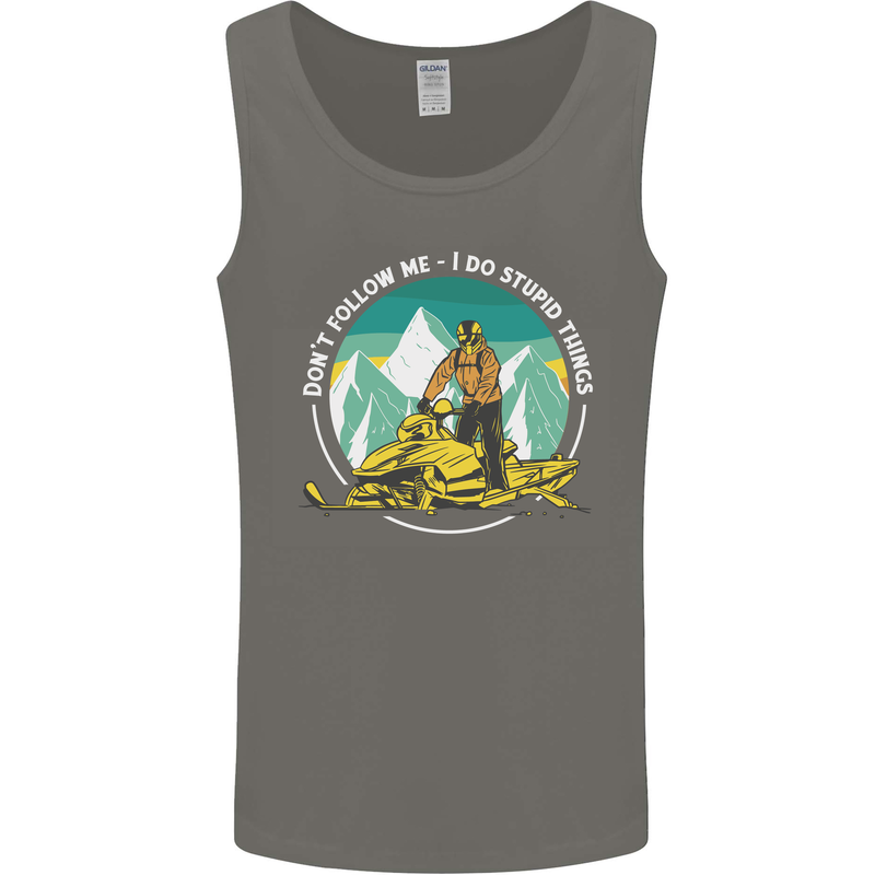 Snowmobile Dont Follow Me Funny Mens Vest Tank Top Charcoal