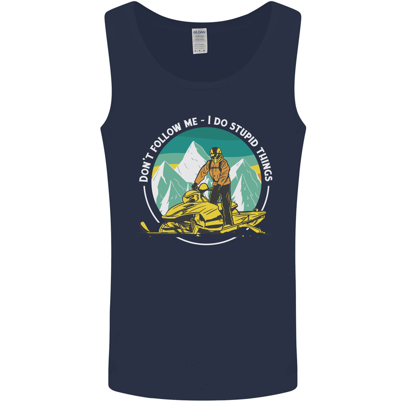 Snowmobile Dont Follow Me Funny Mens Vest Tank Top Navy Blue