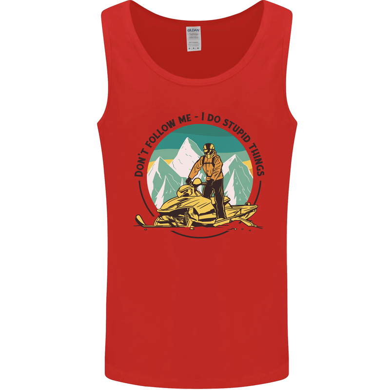 Snowmobile Dont Follow Me Funny Mens Vest Tank Top Red