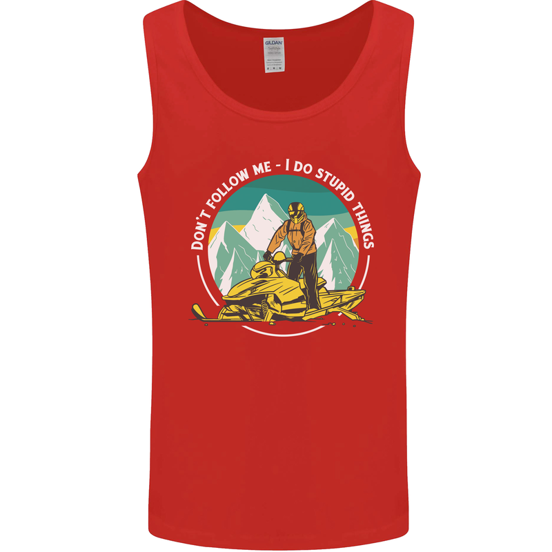 Snowmobile Dont Follow Me Funny Mens Vest Tank Top Red