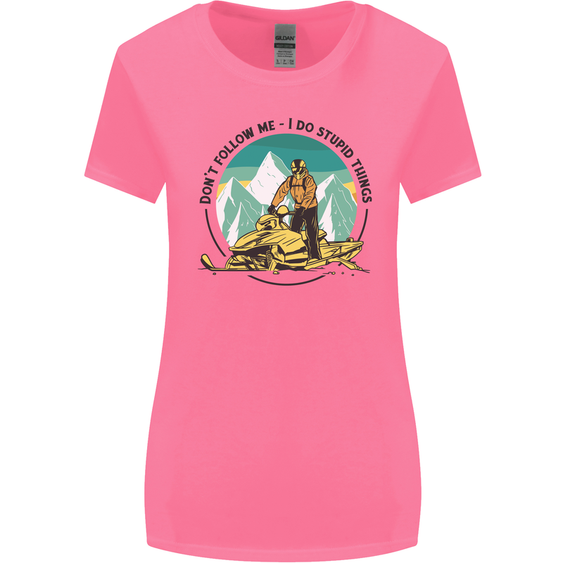 Snowmobile Dont Follow Me Funny Womens Wider Cut T-Shirt Azalea