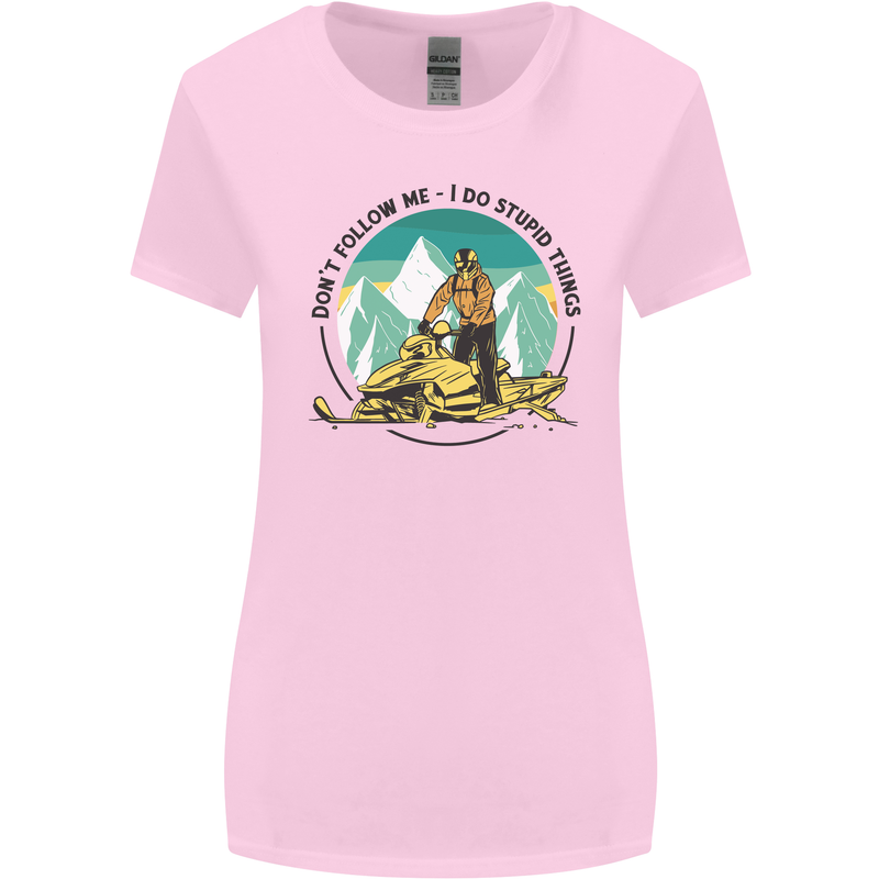 Snowmobile Dont Follow Me Funny Womens Wider Cut T-Shirt Light Pink