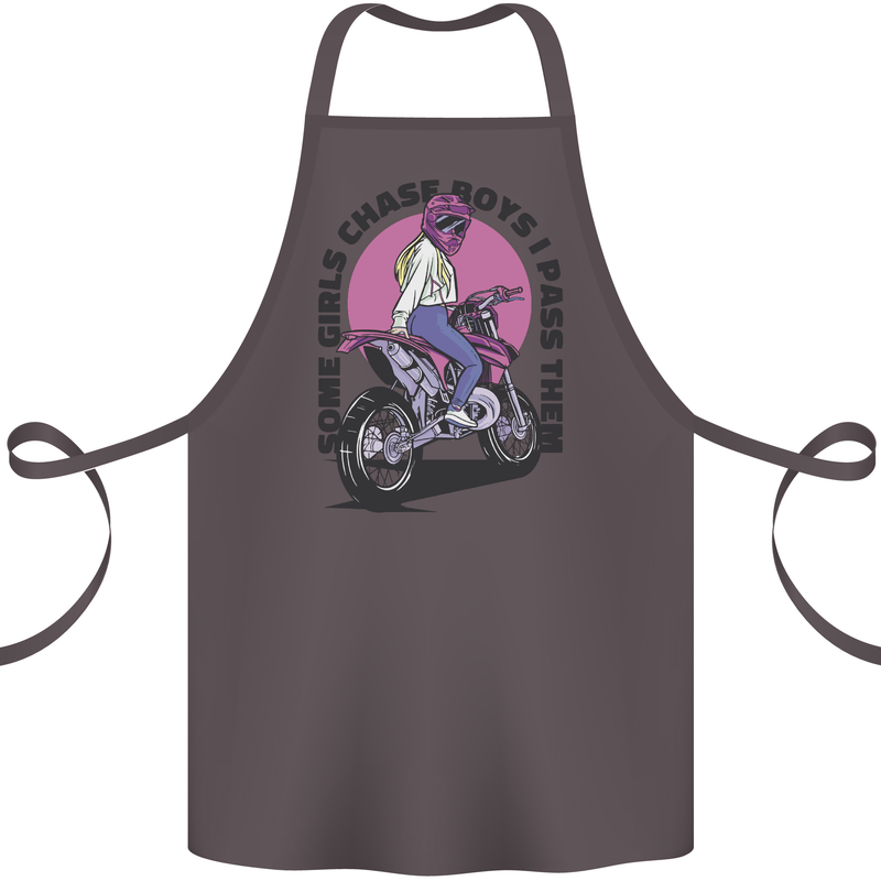 Some Girls Chase Funny Biker Motorcycle Cotton Apron 100% Organic Dark Grey