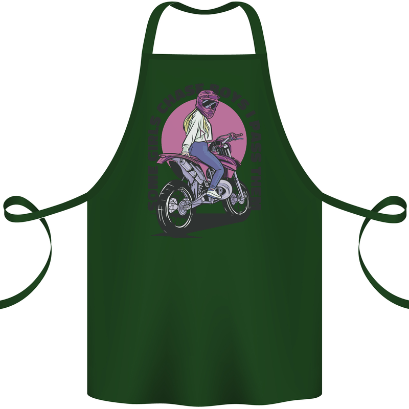 Some Girls Chase Funny Biker Motorcycle Cotton Apron 100% Organic Forest Green