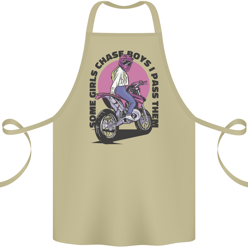 Some Girls Chase Funny Biker Motorcycle Cotton Apron 100% Organic Khaki