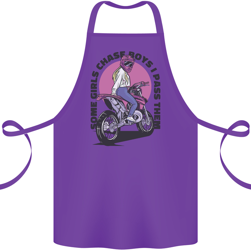 Some Girls Chase Funny Biker Motorcycle Cotton Apron 100% Organic Purple