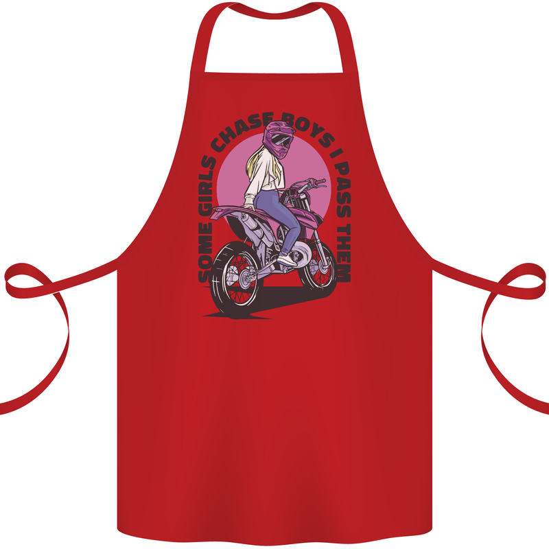 Some Girls Chase Funny Biker Motorcycle Cotton Apron 100% Organic Red