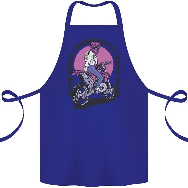 Some Girls Chase Funny Biker Motorcycle Cotton Apron 100% Organic Royal Blue