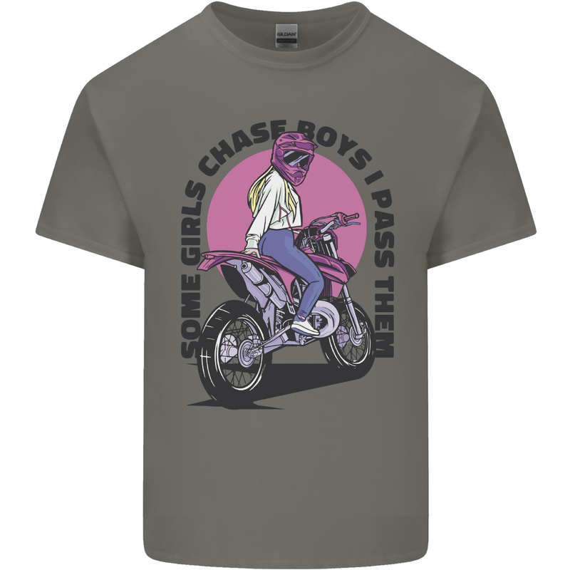 Some Girls Chase Funny Biker Motorcycle Kids T-Shirt Childrens Charcoal