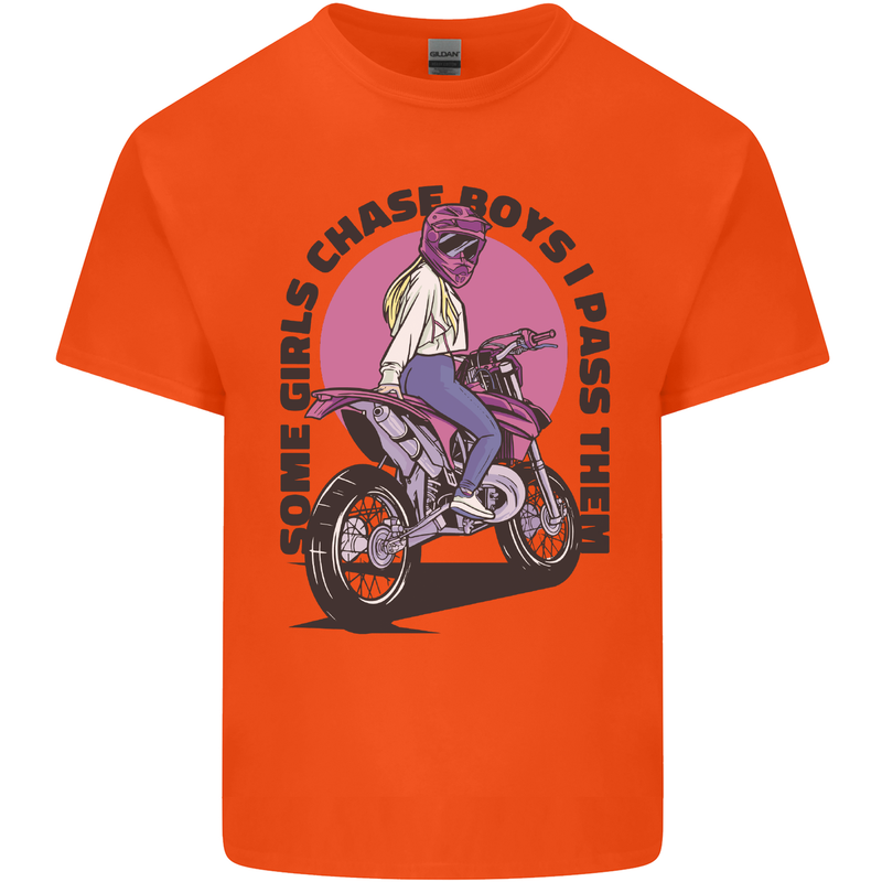 Some Girls Chase Funny Biker Motorcycle Kids T-Shirt Childrens Orange