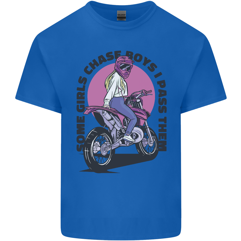 Some Girls Chase Funny Biker Motorcycle Kids T-Shirt Childrens Royal Blue