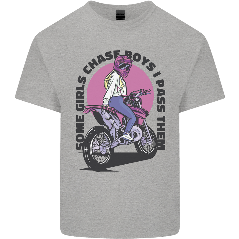 Some Girls Chase Funny Biker Motorcycle Kids T-Shirt Childrens Sports Grey