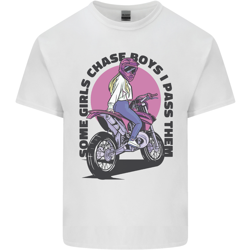 Some Girls Chase Funny Biker Motorcycle Kids T-Shirt Childrens White