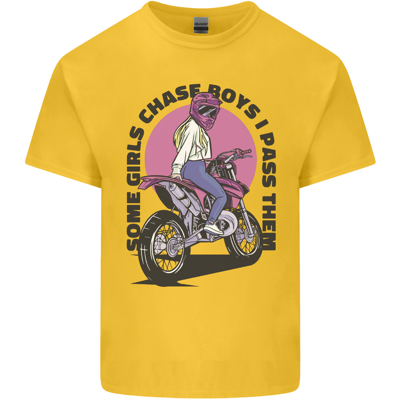 Some Girls Chase Funny Biker Motorcycle Kids T-Shirt Childrens Yellow