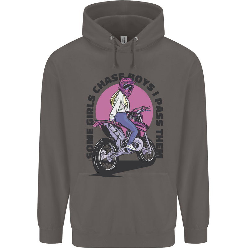 Some Girls Chase Funny Biker Motorcycle Mens 80% Cotton Hoodie Charcoal