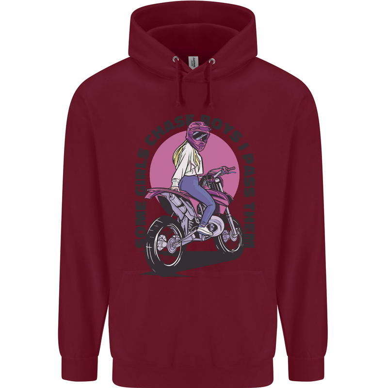 Some Girls Chase Funny Biker Motorcycle Mens 80% Cotton Hoodie Maroon
