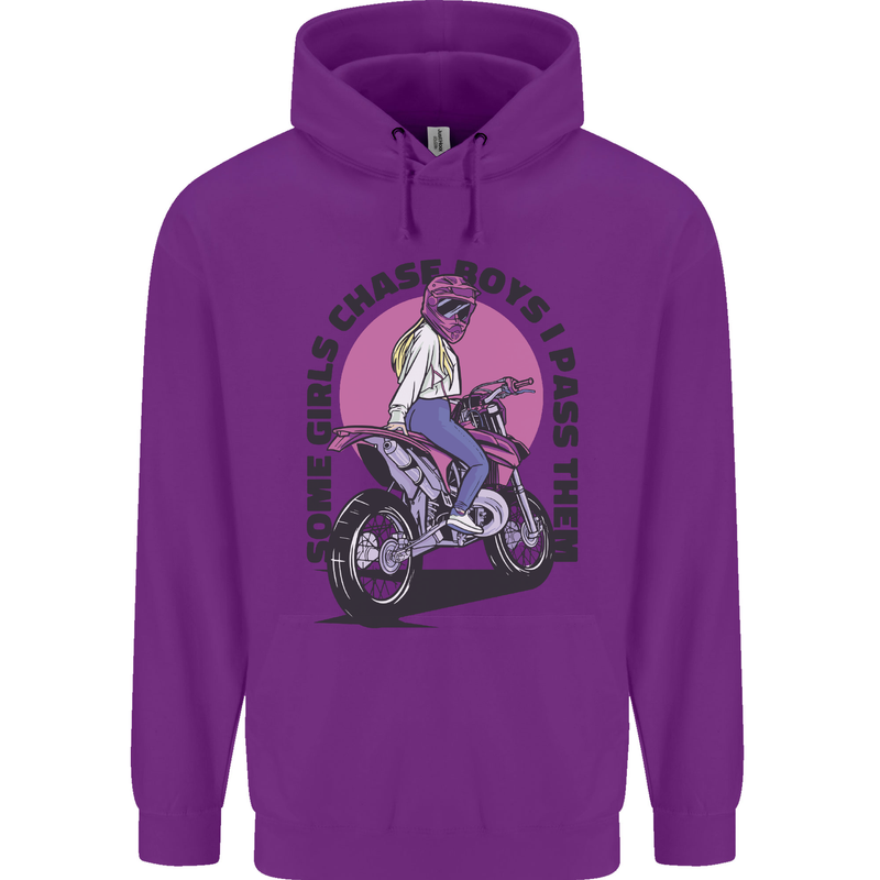 Some Girls Chase Funny Biker Motorcycle Mens 80% Cotton Hoodie Purple