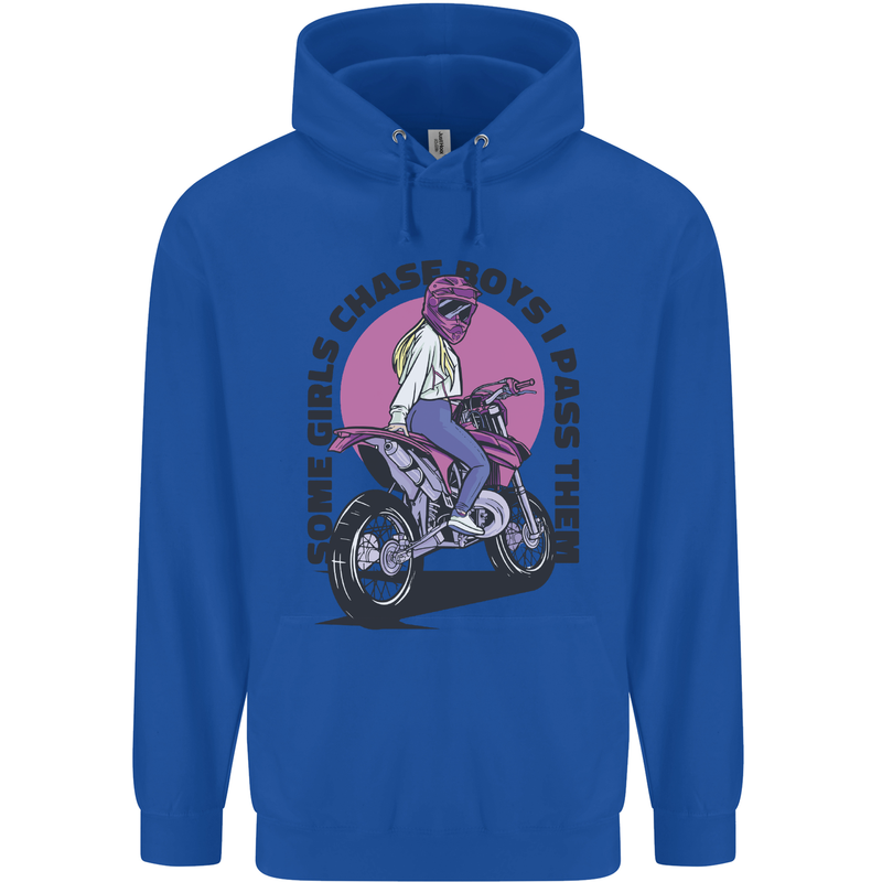 Some Girls Chase Funny Biker Motorcycle Mens 80% Cotton Hoodie Royal Blue