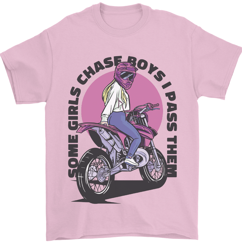 Some Girls Chase Funny Biker Motorcycle Mens T-Shirt Cotton Gildan Light Pink
