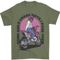 Some Girls Chase Funny Biker Motorcycle Mens T-Shirt Cotton Gildan Military Green