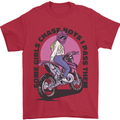 Some Girls Chase Funny Biker Motorcycle Mens T-Shirt Cotton Gildan Red