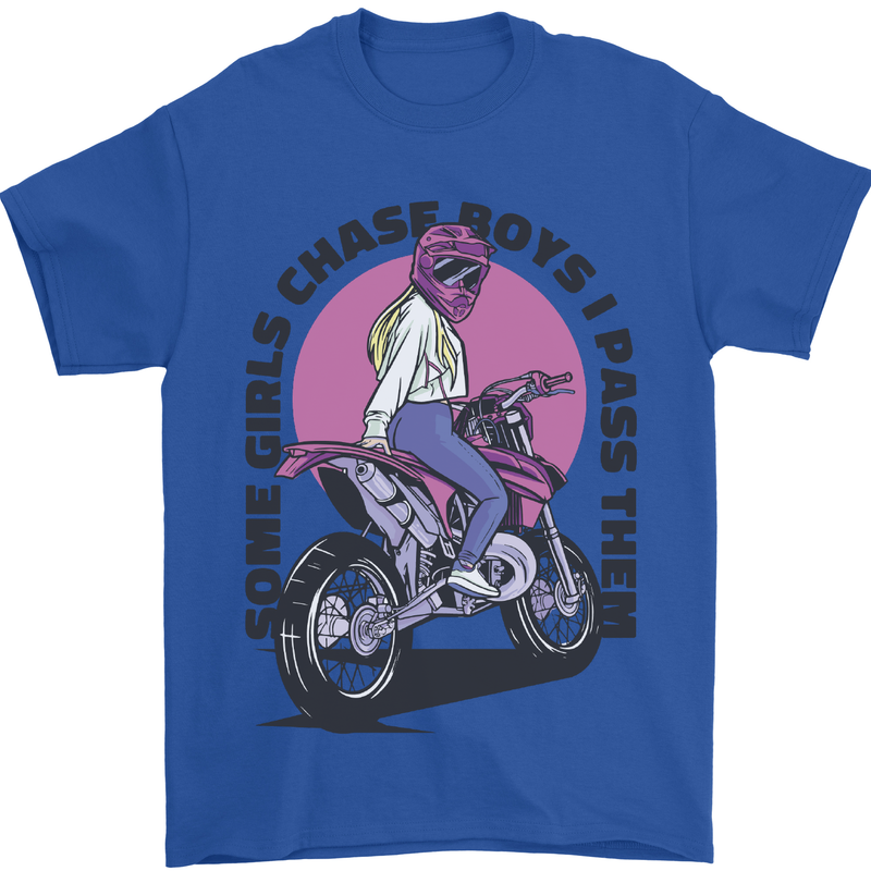 Some Girls Chase Funny Biker Motorcycle Mens T-Shirt Cotton Gildan Royal Blue