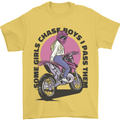 Some Girls Chase Funny Biker Motorcycle Mens T-Shirt Cotton Gildan Yellow