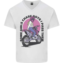 Some Girls Chase Funny Biker Motorcycle Mens V-Neck Cotton T-Shirt White