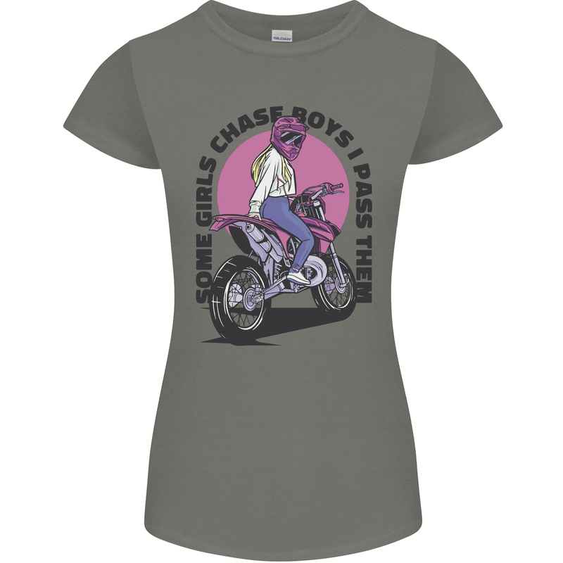 Some Girls Chase Funny Biker Motorcycle Womens Petite Cut T-Shirt Charcoal