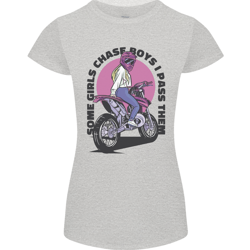 Some Girls Chase Funny Biker Motorcycle Womens Petite Cut T-Shirt Sports Grey