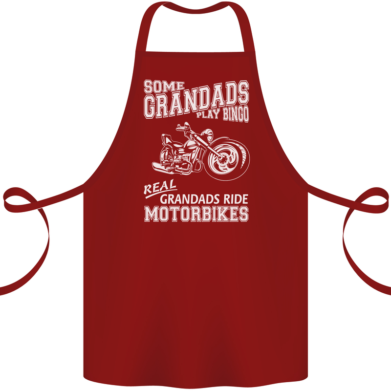 Some Grandad's Play Bingo Real Grandads Ride Motorbikes Cotton Apron 100% Organic Maroon