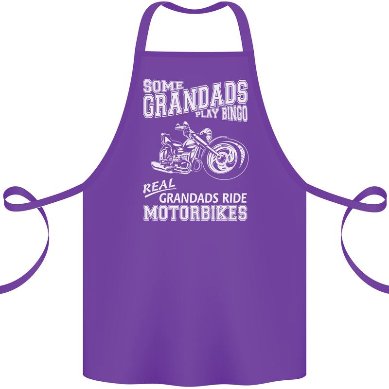 Some Grandad's Play Bingo Real Grandads Ride Motorbikes Cotton Apron 100% Organic Purple