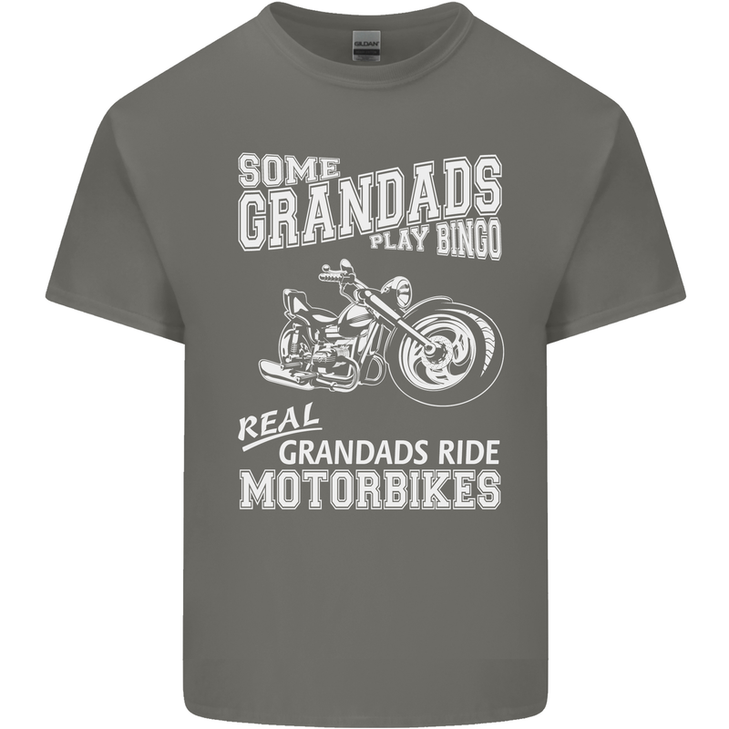 Some Grandad's Play Bingo Real Grandads Ride Motorbikes Mens Cotton T-Shirt Tee Top Charcoal
