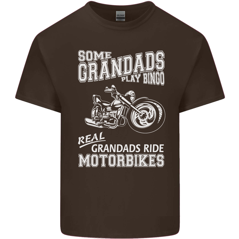 Some Grandad's Play Bingo Real Grandads Ride Motorbikes Mens Cotton T-Shirt Tee Top Dark Chocolate