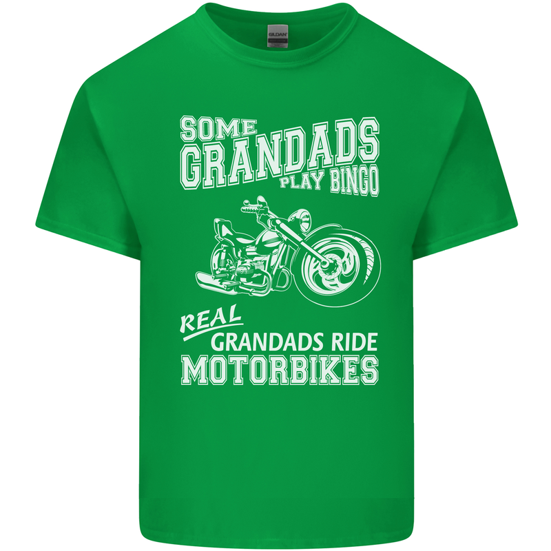 Some Grandad's Play Bingo Real Grandads Ride Motorbikes Mens Cotton T-Shirt Tee Top Irish Green