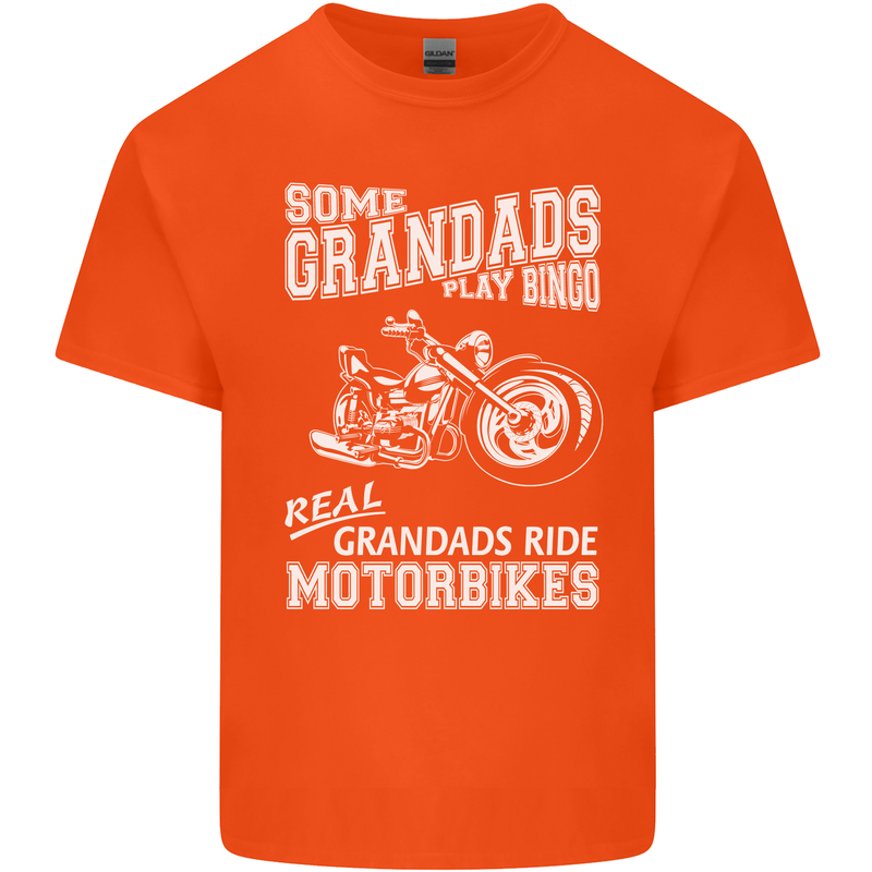 Some Grandad's Play Bingo Real Grandads Ride Motorbikes Mens Cotton T-Shirt Tee Top Orange