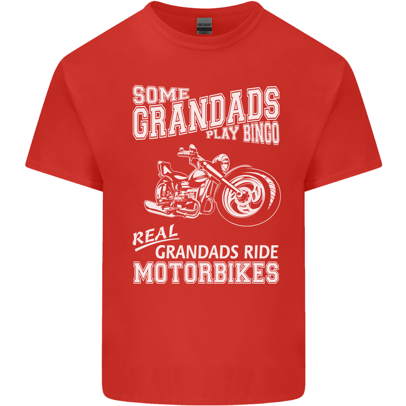 Some Grandad's Play Bingo Real Grandads Ride Motorbikes Mens Cotton T-Shirt Tee Top Red