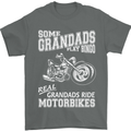 Some Grandad's Play Bingo Real Grandads Ride Motorbikes Mens T-Shirt Cotton Gildan Charcoal