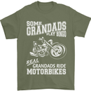 Some Grandad's Play Bingo Real Grandads Ride Motorbikes Mens T-Shirt Cotton Gildan Military Green
