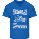 Some Grandad's Play Bingo Real Grandads Ride Motorbikes Mens V-Neck Cotton T-Shirt Royal Blue