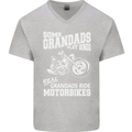 Some Grandad's Play Bingo Real Grandads Ride Motorbikes Mens V-Neck Cotton T-Shirt Sports Grey