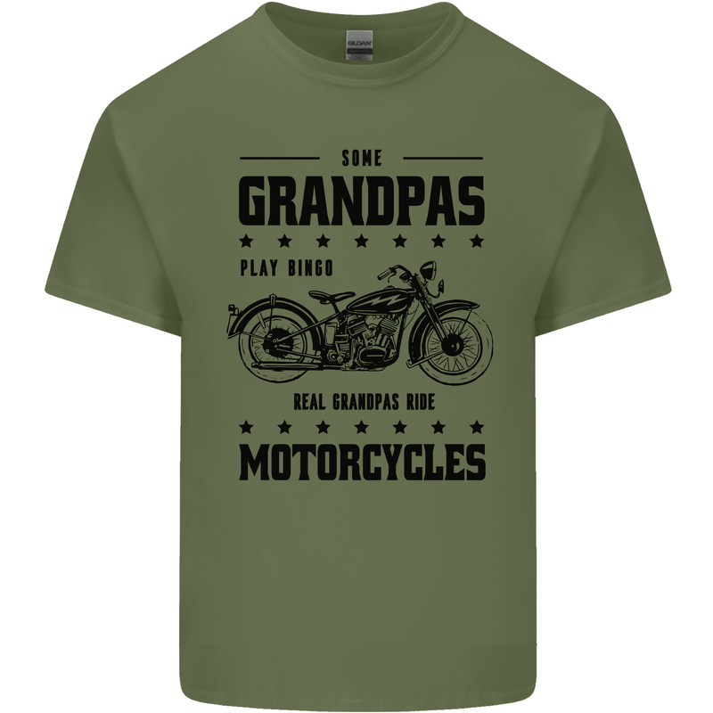 Some Grandpas Funny Biker Motorbike Bike Mens Cotton T-Shirt Tee Top Military Green