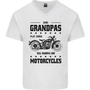 Some Grandpas Funny Biker Motorbike Bike Mens V-Neck Cotton T-Shirt White