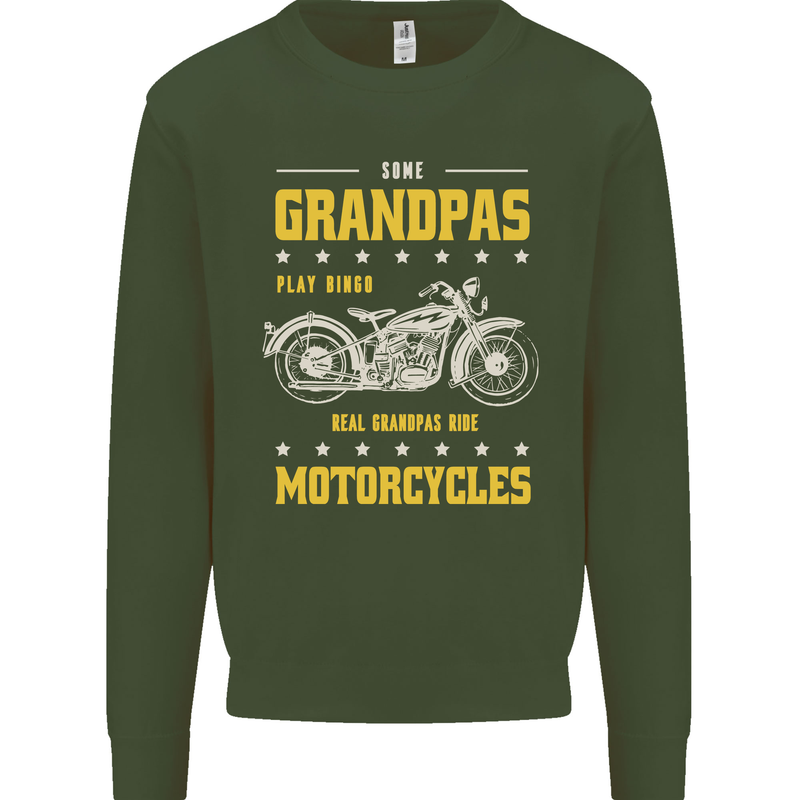 Some Grandpas Funny Biker Motorcycle Bike Kids Sweatshirt Jumper Forest Green