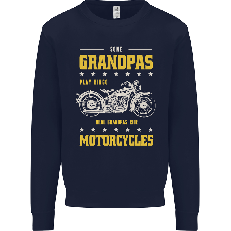 Some Grandpas Funny Biker Motorcycle Bike Kids Sweatshirt Jumper Navy Blue