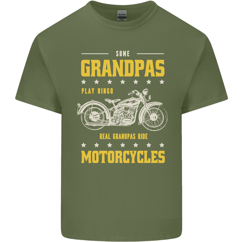 Some Grandpas Funny Biker Motorcycle Bike Mens Cotton T-Shirt Tee Top Military Green